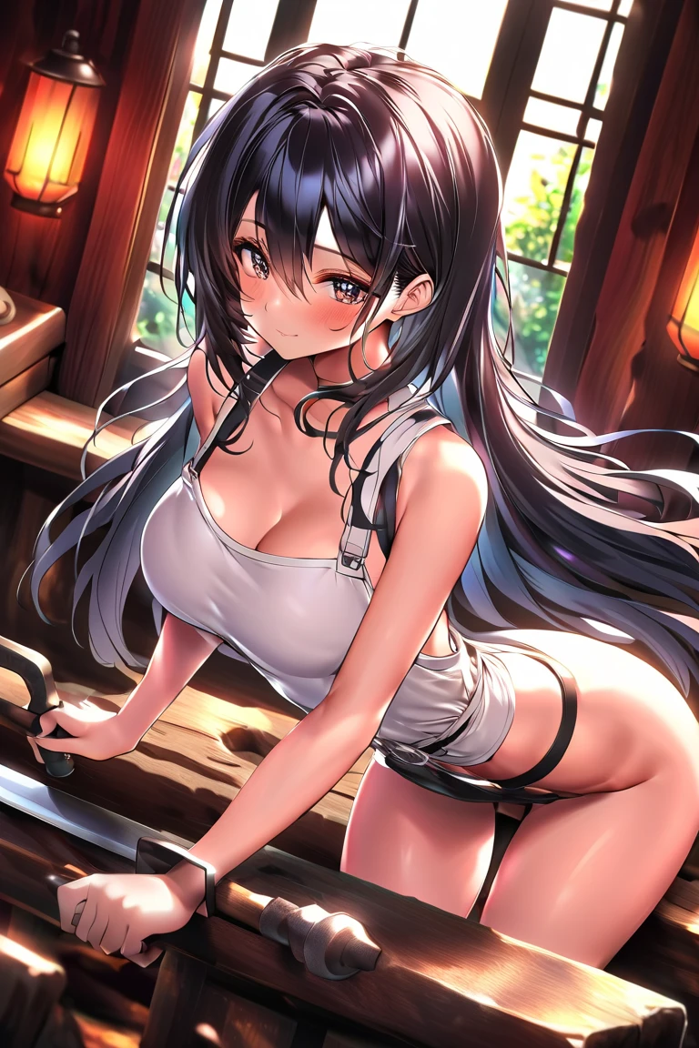 Highest image quality、master piece、8K、(SFW huge body:1.5)、(((thong)))、emphasize the buttocks、Rear view、(((T-back song that digs into your butt)))、cowboy shot、(((thron)))