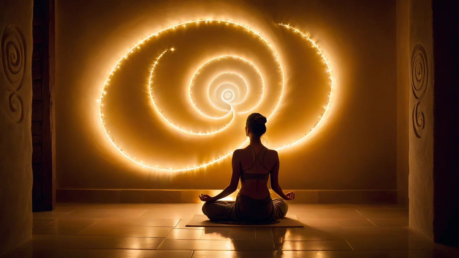 A beautiful woman, sexy butt, black legging, tank top, lay down while staring at the wall, the wall he was looking at gave off a blue spiral, in the bedroom, she looked at the wall more closely, when she saw the wall her eyes became blue spirals, she was hypnotized, she licked the wall with the spiral image, she kissed the wall hard, she licked the wall with the spiral image hard, she prostrated himself and worshiped the wall, she lay on his back, and felt lust, shenfelt horny, she held her pussy, she held her pussy, and inserted her finger into her vagina, she plays with her pussy, she came out of her room on all fours, her eyes burning blue spirals