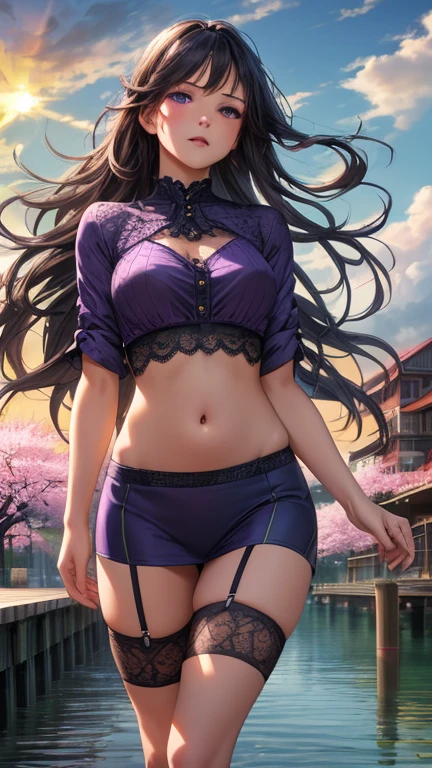 ((((highest quality))))、(((Ultra-precision CG16K wallpaper)))、(((masterpiece)))、(((Super detailed)))、(((super extreme details)))、((１Mature 24 year old woman:1.6))、((Very beautiful Japanese faceai Shiraishi:1.3))、((straight semi-long hair、blunt bangs:1.5))、(Shiny brown hair)、beautiful delicate eyes、brown eyes、high nose、small nostrils、small mouth、seductive lips、beautiful breasts、((C cup size breasts))、cleavage、plump body、perfect proportions、perfect anatomy、perfect composition、beautiful detailed shading、beautiful natural lighting、beautiful detail glow、Depth of the bounds written、(((High chroma)))、(((real:1.9)))、((vivid:1.5))、((beautiful skin))、((skin texture))、((realな皮膚感))、(((thigh-high cowboy shot:1.6)))、((Front view、Front low angle:1.5))、((Surprised face with open mouth:1.3))、(The woman is facing this way:1.5)、Bright daylight、Natural light、(((Outdoor park with mountain view:1.5)))、(Walking pose:1.5)、(((Wearing white open collar shirt、Light purple pleated skirt:1.6)))、((earrings、wearing necklace:1.3))、(((The wind blows up her skirt, revealing her white panties:1.6)))、(gust of wind、Flying leaves)、