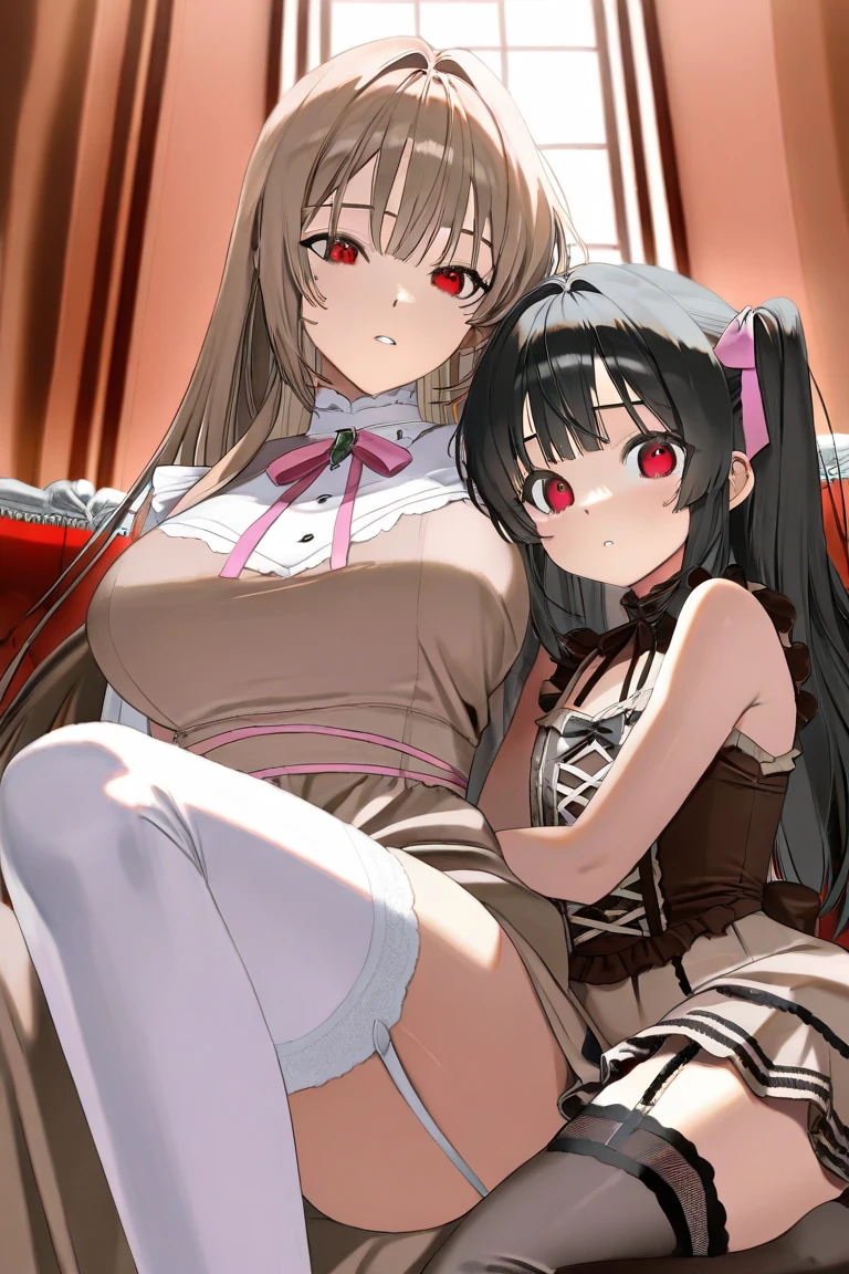 NSFW,masterpiece,Highest quality,High resolution,Very detailed,Nekone \(Utawarerumono\),Brown Hair、(Red Eye:1.3)、ribbon,Twin tails、ヘアribbon、mole、目の下のmole,Small breasts,blush,(High-quality sexy lingerie),(Ecstasy face),(Absent-minded face),(Prostitute),(Sex slave),Brothel at night,Luxurious Room,(Have sex),(Squirting),(trembling),heart,(Falling into Pleasure),Drooling,yield,Obedience,Obedience,(Middle-aged men),(Father and daughter),Mating,Lying on your back