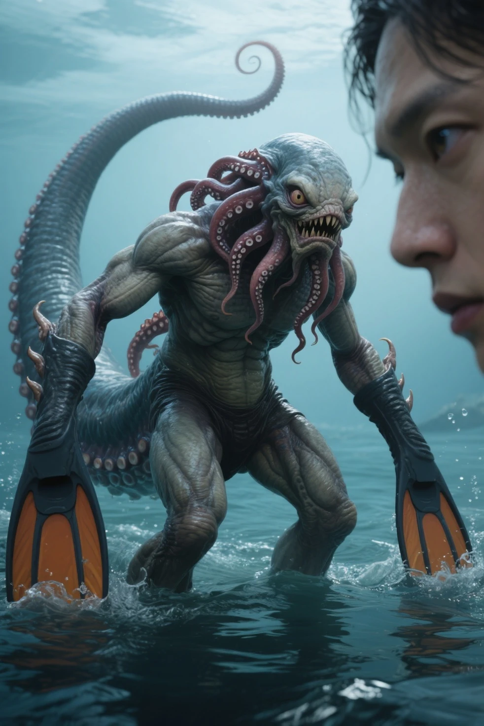 create image real Octopus with Hulk skin theme, under the sea, realism, photorealistic, detailed visuals