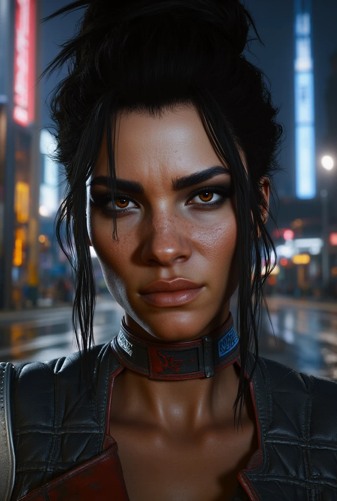 Dystopian cyberpunk 3099 in ancient style,The badass cyberpunk warrior, mature woman, strong body, (blue eyes), dark colourful hair,, battle scar's,,(massive perfect snoopy breast:1.0), ,skull mask,massive perfect breast,,(muscular body), ((undercut hairstyles,,shot hair)), (half naked breast), cinematic shot,, realistic movie photography, dark horror vibe,(realistic skin texture:1.1),4k, (cinematic photography:1.0),,(head and breast closeup)