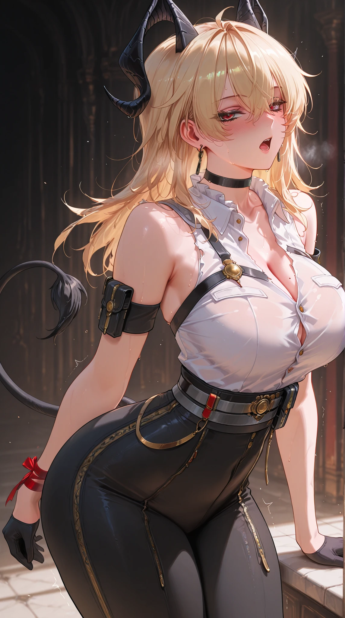 Arthur Rackham, Tatsuo Ikeda, Surreal, mysterious, strange, fantastical, fantasy, Sci-fi, Japanese anime, Roman ruins, beautiful blonde miniskirt girl Alice enjoying bowling, perfect voluminous body, Cat, Strike, detailed masterpiece dynamic action poses Embarrassing shy hyper realistic sharp focus sexy tits tight scanty clothes wet wet see through transparent legs spread tiny white panty areola nipples cameltoe shapes erotic hip