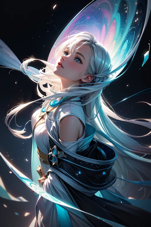 !girl, wearing a loose, thin, white robe, flapping in the wind, hovering in the air casting a spell <lora:TempestMagic:0.8> tempestmagic, fantasy, ethereal transparent, <lora:attire_nakedbandage:0.8>, official art, unity 8k wallpaper, ultra detailed, beautiful and aesthetic, High quality, masterpiece, best quality, <lora:123182:0.8> 123182 woman, <lora:breastsizeslideroffset:0.1>