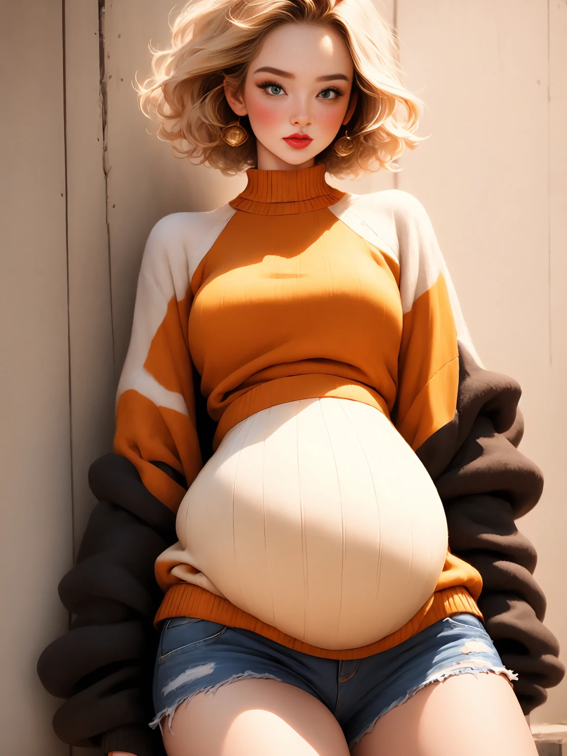 masterpiece, (photorealistic: 1.4), best quality, beautiful lighting, 1girl, solo, long hair, straight hair, tied in a chair, pregnant, pregnant belly, breasts, lips, realistic, (extremely detailed CG unit 8k wallpaper), intricate, high detail, sharp focus, dramatic, beautiful girl, RAW photo, 8k uhd, film grain, caustic, subsurface scattering, reflections, (cowboy shot),
Ashley, short blonde hair, ((orange sweater)), (red scarf:1.3), (green tartan skirt)
best quality, highres,