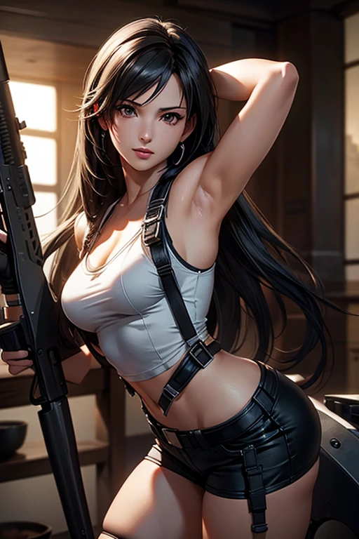 a woman with a knife and a black top is posing, seductive cyberpunk dark fantasy, alena aenami and artgerm, charlie bowater character art, neoartcore and charlie bowater, charlie bowater art style, style of charlie bowater, deviantart artstation cgscosiety, extremely detailed artgerm, ig model | artgerm