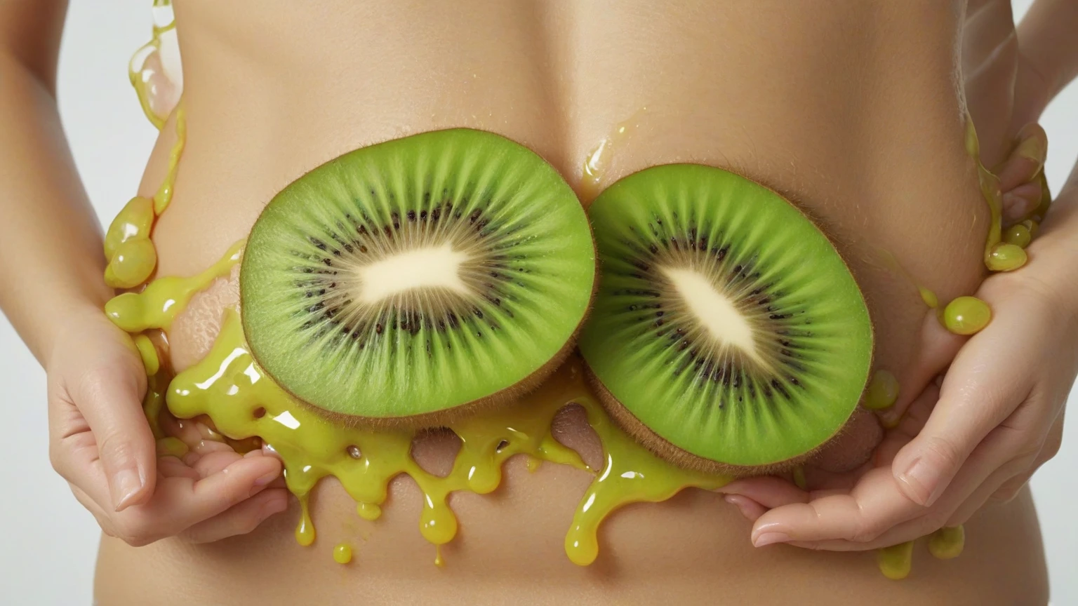 score_9, score_8_top, score_7_top, score_6_top, score_5_top, very beautiful naked woman, (knees bent and thighs raised with legs spread wide: 1.5 ), (lying on her back: 1.6), covered in whipped cream (all body decorated with sliced fruit, banana on crotch, strawberry on nipples, breasts, nipples and crotch covered generously with whipped cream to hide nipples and vagina: 1.9), hands raised to show armpits, (cowboy shot:1.5, shot from above, close up on woman:1.7)、 (anatomically correct body structure), incredibly detailed, highly detailed face, highly detailed lying body, ideal figure, smiling face, luscious lips, piercing eyes, perfect skin, tight waist, large breasts, dramatic lighting, glossy finish, natural colors, cinematic composition, elegant, sensual and erotic, photo