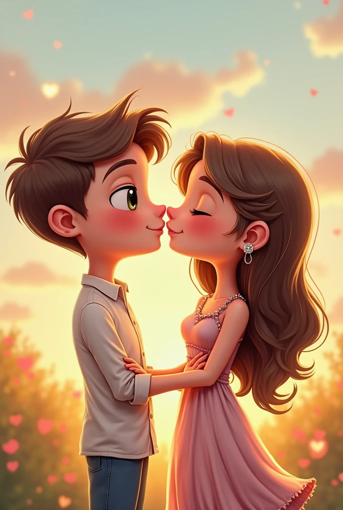 A cute Romantic couple, a little cartoonise