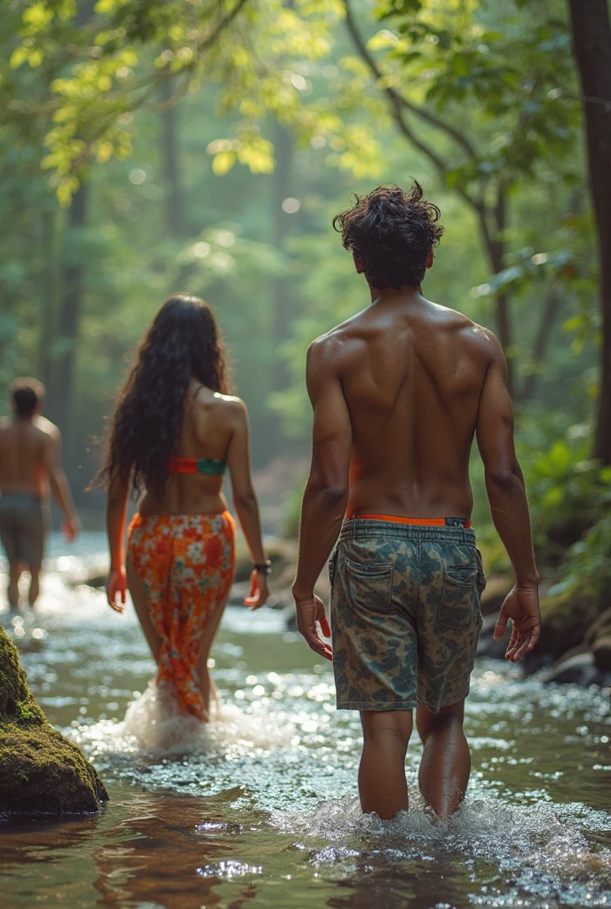 3 poor Nigerians in underwear in the forest