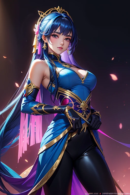 (Beautiful female character with striking ink lines and vibrant colors, Kadita from Mobile Legends, dynamic and detailed cel-shading style, triadic color scheme, strong ink lines, flat colors, flat lighting, inkpunk aesthetic, high quality, intricately detailed)