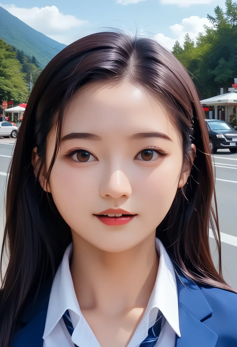 （1girll：1.3）， 独奏， （（（very vey very detailed face））），（（very detailed eyes and faces））），beatiful detailed eyes，Body parts__，offcial art，Unified 8k wallpaper，ultra-detailliert，Beautiful and beautiful，big breasts beautiful，tmasterpiece，best qualtiy，primitive，tmasterpiece，ultra fine photos，best qualtiy，超高分辨率，photorealistic realism，rays of sunshine，full-body portraits，stunningly beautiful，，dynamicposes，Goose egg face，Peach blossom eyes，年轻，Simple and kind,The humble look in the eyes makes one can't help but profane，Bigchest，Vibrant eyes，（From the front side）， Very detailed campus background with grass and trees， 详细的脸，detailed complex busy background，Untidy，opulent，milkyW，highly detailedskin，Realistic details of skin，Visible pores，Clear focus，volume fog，8K  UHD，digital SLR camera，high qulity，filmgrain，White skin of the，photo-realism，DL，A huge metropolis of the dystopia of the future， semi transparent，Realiy，Shen Youchu