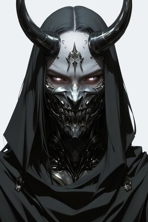 Samurai, wearing a demonic mask, ferido, pele preta