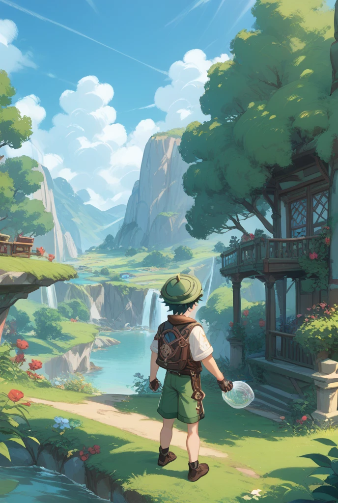 Nausicaä of the Valley of the Wind In front of the village building Illustration Ghibli style
