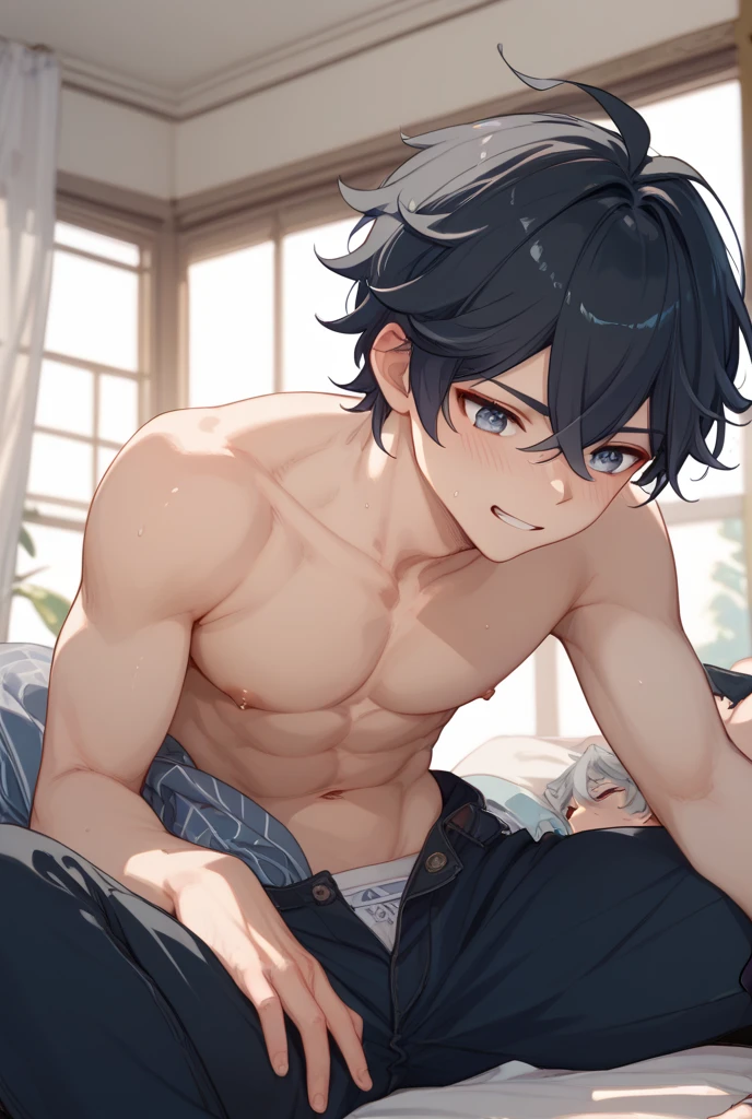 Boy, ultrasharp, ultra High resolution, boy, without shirt, wolf boy, forest