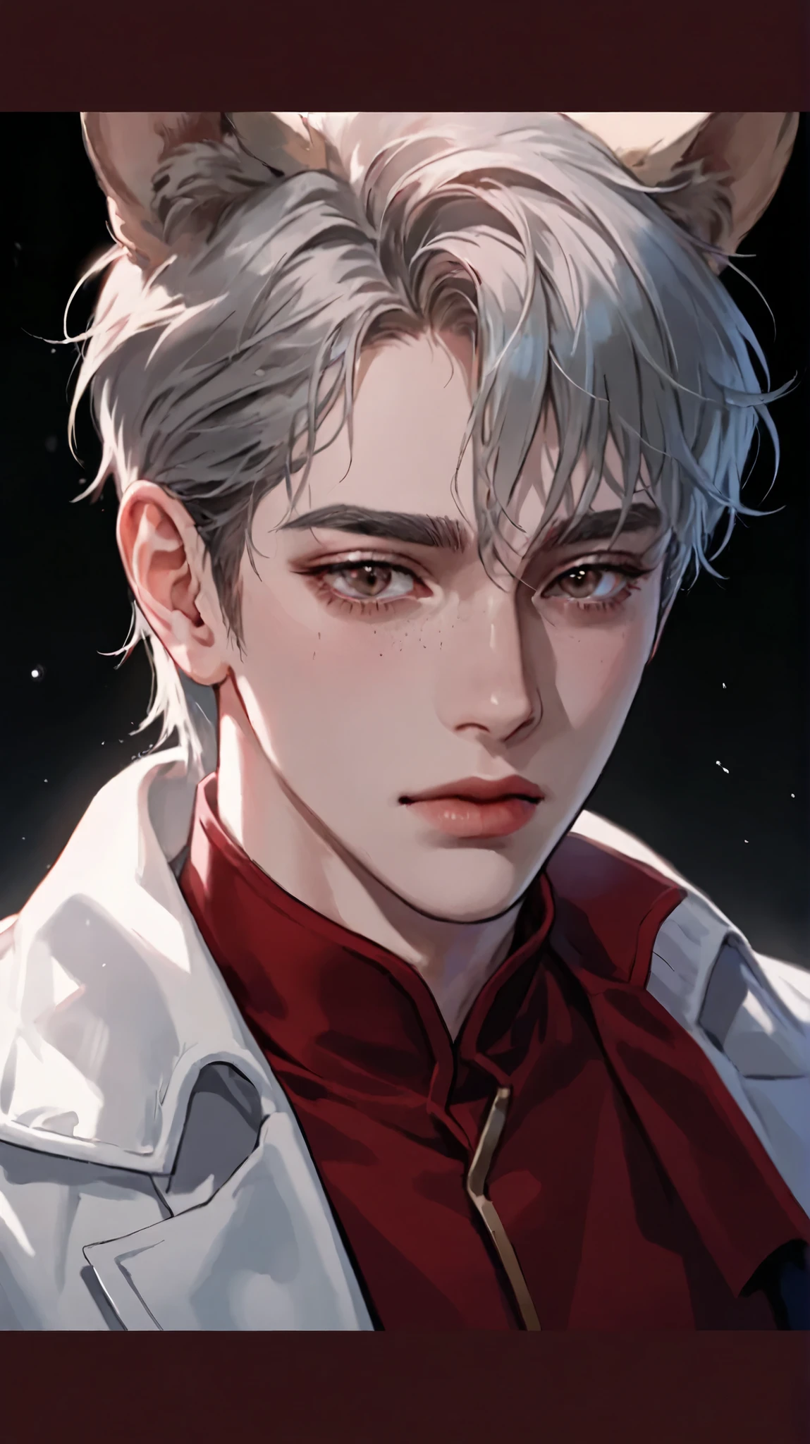 Change it to silvery hair and hazelnut eyes