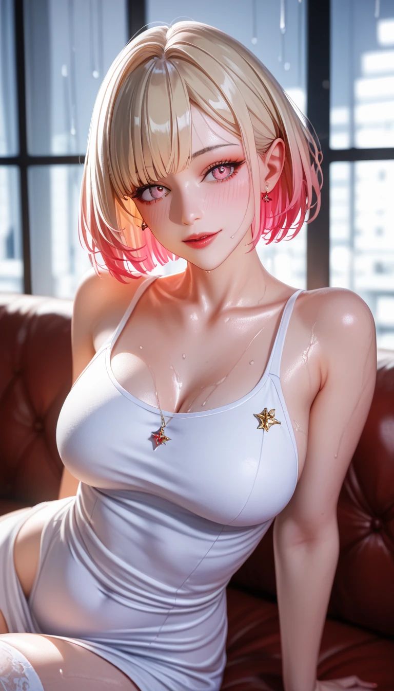 In the summer of Japan, August 2 is Pants Day, Beautiful girl enjoying a hot summer day wearing only panties.
(side cut layered bob hairstyle), (blonde and pink hair:1.urple eyes,
masterpiece, Best Quality,(Photorealistic: 1.4),Ultra High Resolution, unity 8k, (Beautiful detailed eyes:1.6),Symmetrical, extra detailed face, Perfect Lighting, (Perfect hands, Perfect Anatomy),(White background:1.3)