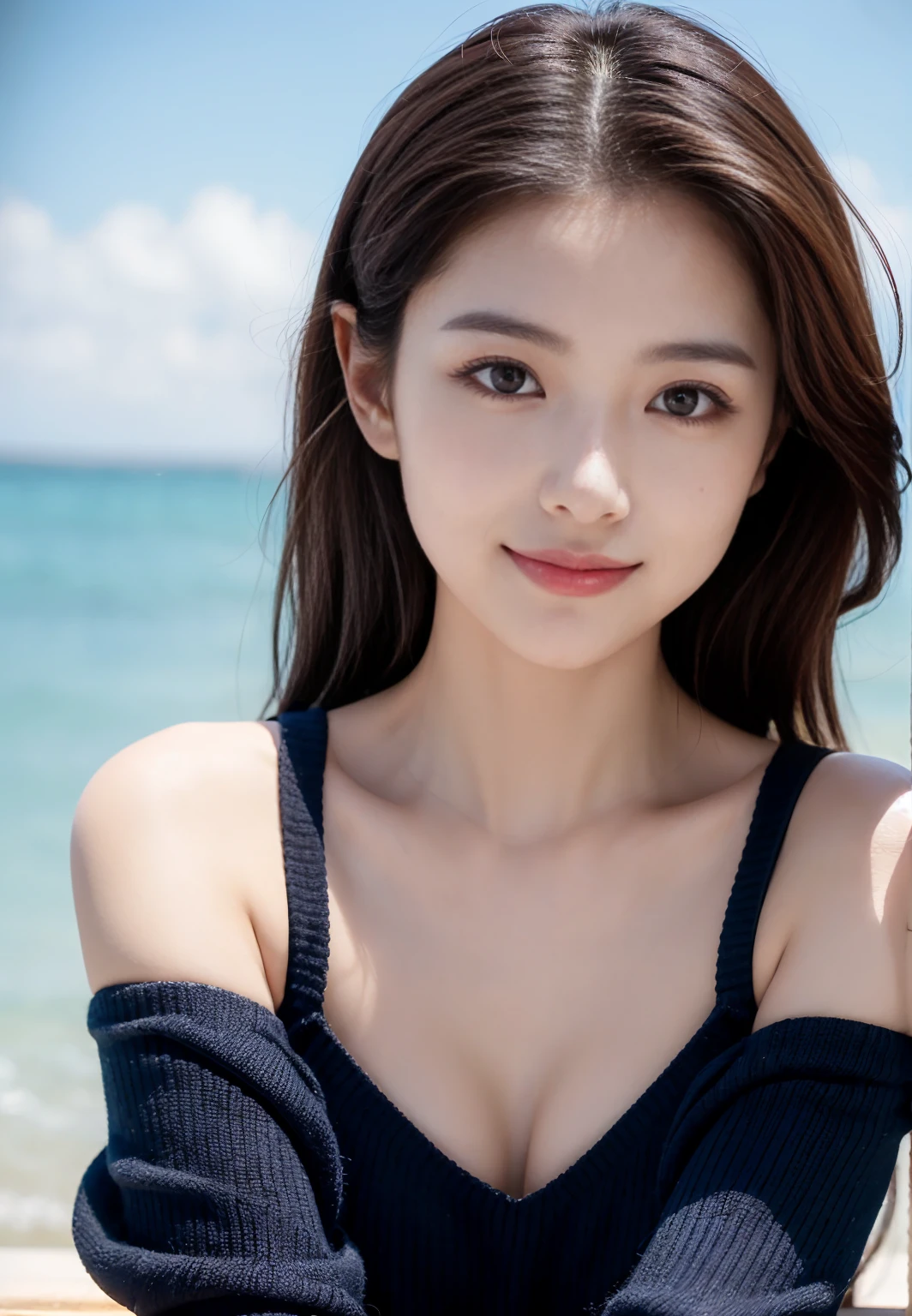 High-end variant Remove background generated data tip Enhance 8K, Masterpiece, RAW photo, Best quality, Photorealistic, Highly detailed Unity 8K CG wallpaper, Depth of field, Cinematic light, Lens flare, Ray tracing, (Very beautiful face, Lips beautiful, Beautiful eyes ), intricately detailed face, ((highly detailed skin)),(lifelike, Photorealistic 1.8）,((best quality, 8K, tmasterpiece:1.3)), SLR camera, ((skin very detailed)) 1girl, In the dark, deep shadow, Beautiful Korean girl, Kpop idol,(Very slim and slim muscular body), ((look at viewers)), Beautiful smile, (smile:1.2), (beach background), Beautiful Korean girl, beach lingerie, Diameter bracelet, Clear eyes, , front shot, (Pale skin), Facing forward , (Big eyes), ("c" creation), (ponytail) (see viewer), Medium breasts ,((Smile))