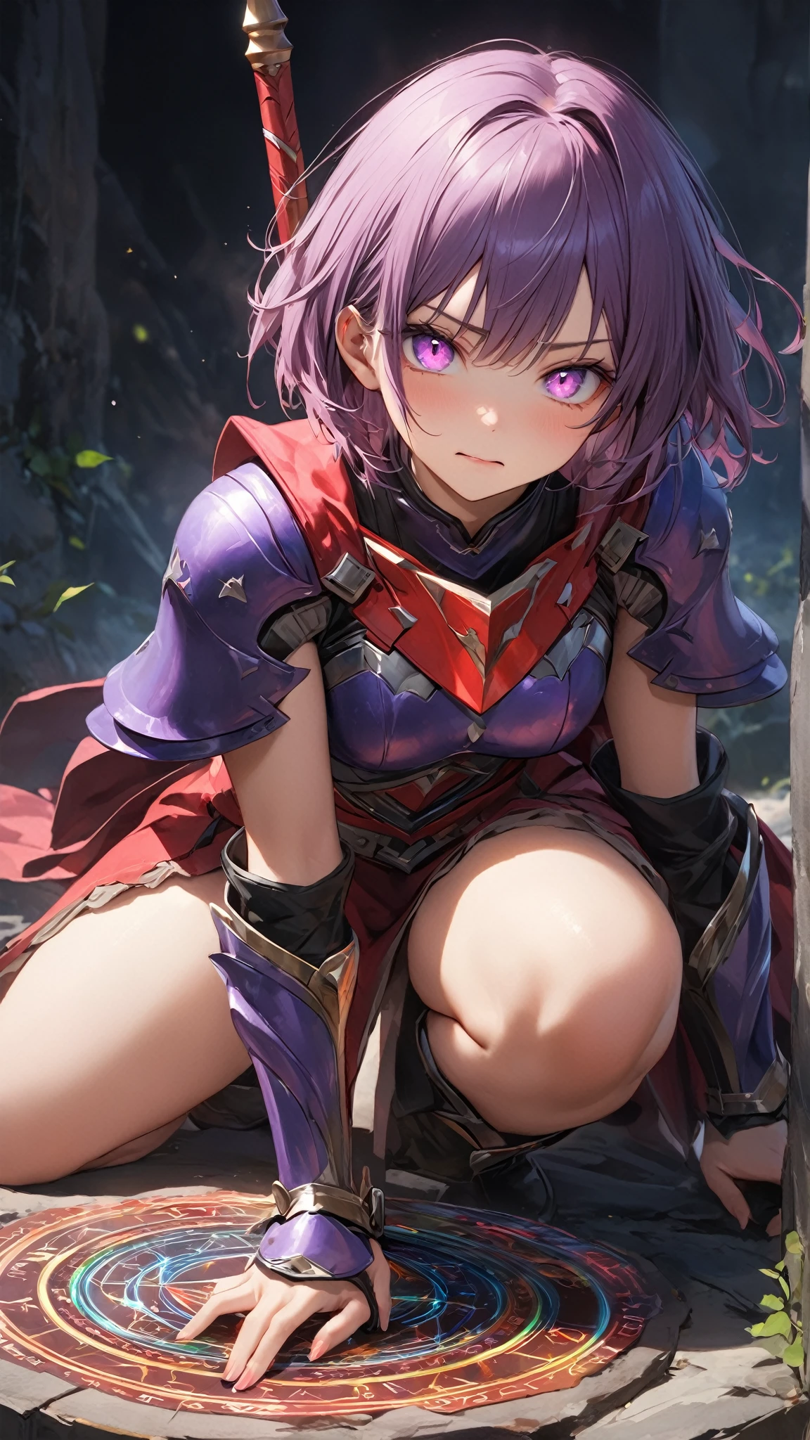 NSFW,Hololive,Towa Tokoyami,short hair,(Married Woman:1.5),(Perfect hands),(Perfect Anatomy),(masterpiece),(highest quality),(Bikini Armor:1.5),knight,(in the forest:1.5]),One gray-haired old man,Embarrassed,blush,One man,(Doing sex:1.5),(orgasm:1.5),(Ecstasy face:1.5),Lift your butt,Leg spread,Wide-eyed、Cross-eyed、Open your mouth、Sticking out tongue
