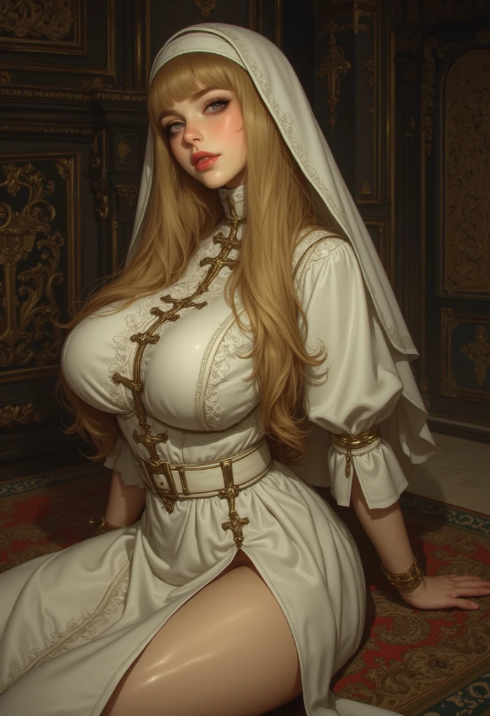 check_9, check_8, check_7_up, 1 girl, 1 boy, Gorgeous body, pubic hair, beautiful sexy nun, she is beautiful and very hot, prays, majestic setting, Return Rider, sex for salvation 