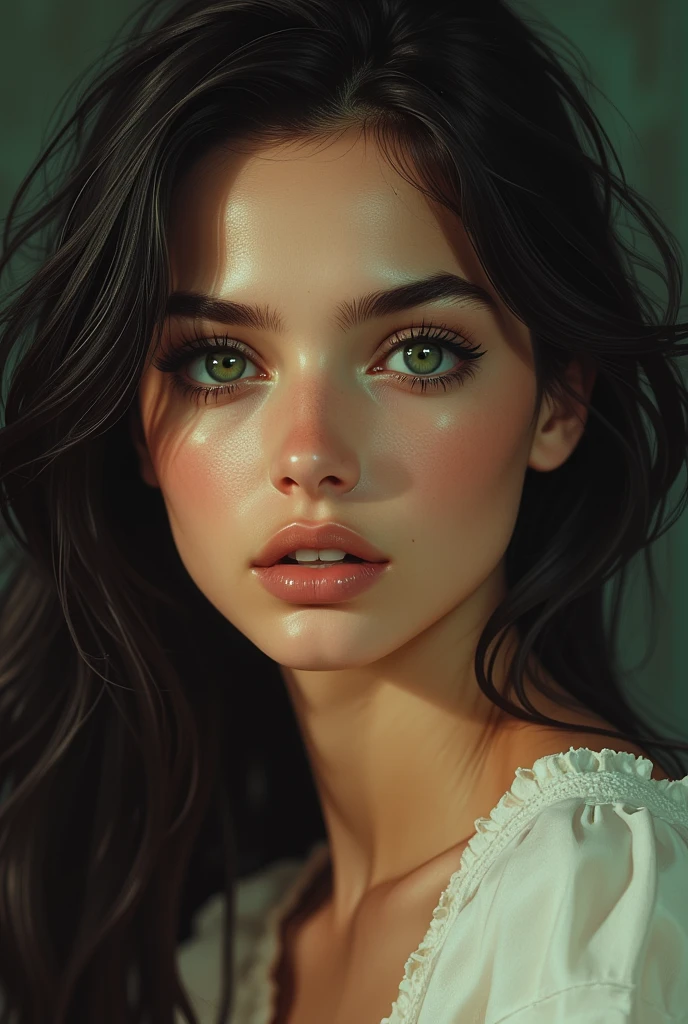 anime girl loli, realistic shadows, detailed skin, very small breasts, black fur, Very detailed, 8k highly detailed face, perfect face shape, perfect full lips, perfect nose, correct beautiful eyes, Observation viewer, White shirt, flowers for hair, Masterpiece, Best Quality, Single woman, not good, No panties, Alone
