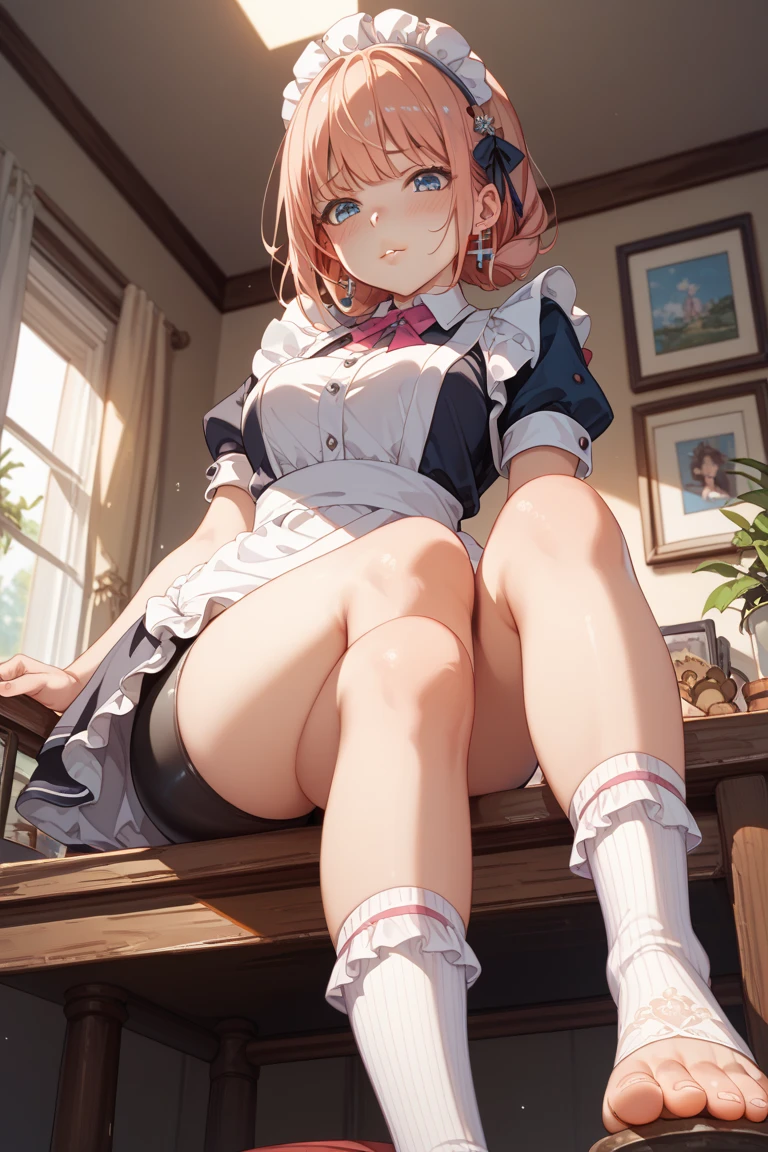Highest quality、masterpiece、beautiful、Detailed、Age: 12、Cafeteria、dynamic pose、straddling、sit astride、in heat、(pussy cum:1.3)、covered erectile nipples、ceiling
