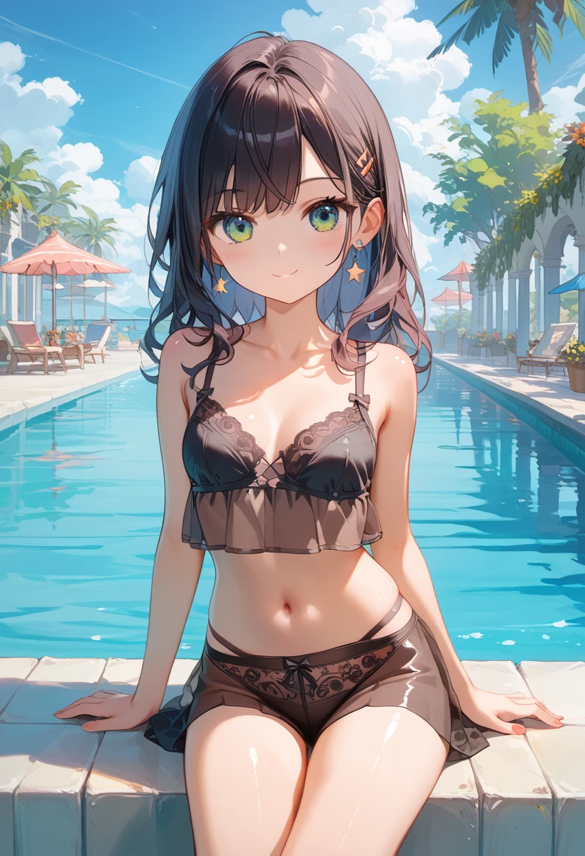 Beautuful Women Night Pool stare approach an lingerie Immersion in water 𝓡𝓸𝓶𝓪𝓷𝓽𝓲𝓬