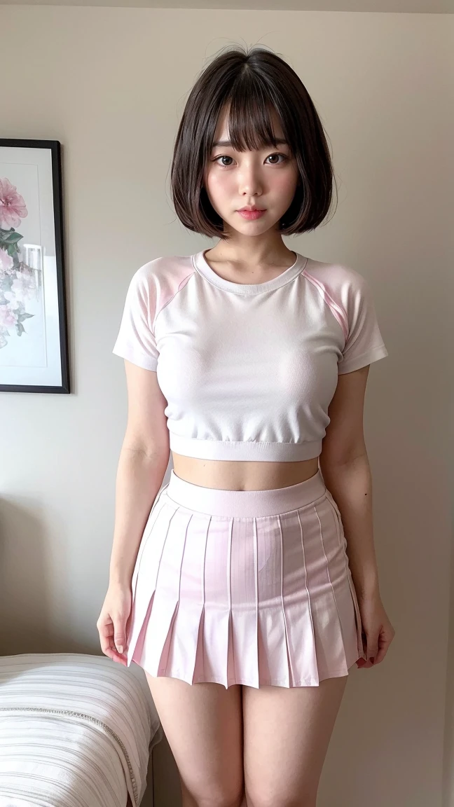 Teen, blouse, Skirt short, asian, slender figure, Belly-free,