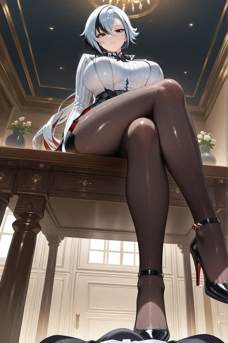 1girl, mature, adult, milf , (white virgin killer sweater:1.2), sfw, flats, silk white socks,