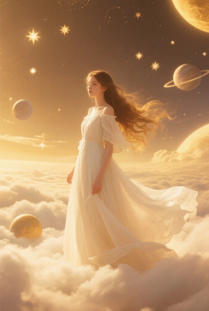 (best quality, master part), 1girl, Posar, particuls, vento, flor, parte superior do corpo, fundo simples, looking up at the audience, louro, milky ways, aesthetic