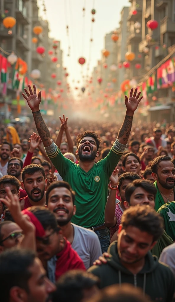 KODINAR ITTIHAD PANEL Written on banner with umbrella a balleting day 25th august with asian male happy crowd with winning cheers