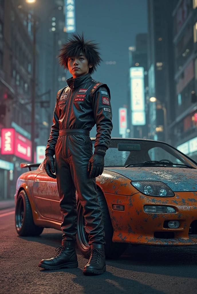 ((Best Quality)), ((Masterpiece)), (Highly Detailed:1.3), 3D, Little Boy, 12 years old, (cyberpunk:1.5), on the street, (holding_weapon:1.3), facing the audience, bright eyes, full body, glowing_eyes, mecha, panorama, f/1.4 lens, cyberpunk background, luminous sign, bokeh background, road, cars, cinematic lights, particles, Reality, HDR (High Dynamic Range), Ray Tracing, NVIDIA RTX, Super Resolution, Unreal 5, Subsurface Scattering, PBR Textures, Post-Processing, Anisotropic Filtering, Depth of Field, Maximum Clarity and Clarity, Multilayer Textures, Albedo and Specular Maps, Surface Shading, Accurate Simulation of Light-Material Interaction, Perfect Proportions, Octane Render, Two-Tone Lighting, Large Aperture, Low ISO, White Balance, Rule of Thirds, 8K RAW, Efficient Sub-Pixel, Sub-pixel Volume Product, (best quality), (Liu Yi Fei: 1.5)