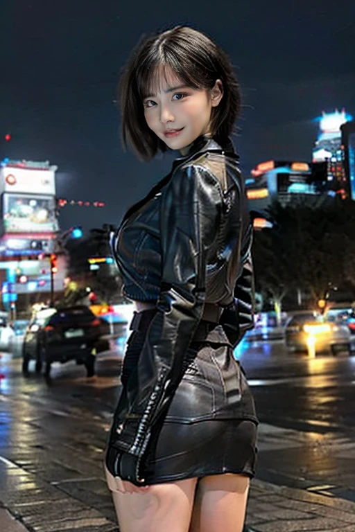 (best quality,ultra detailed,highres,HDR,8k,3D,realistic,photorealistic,super fine,effects,official art,detailed background), ((very happy smile,young,Japanese,small face beauty):1.3), ((Happy days),(round face,small face beauty):1.3), (dynamic pose:1.3), (rider suit:1.3), (cyberpunk jacket:1.2), armor, thong bikini, cape, navel, thighhighsspread legs, legs up