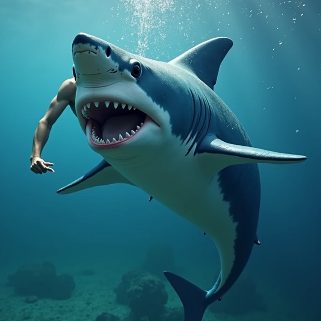 A shark snorting cocaine