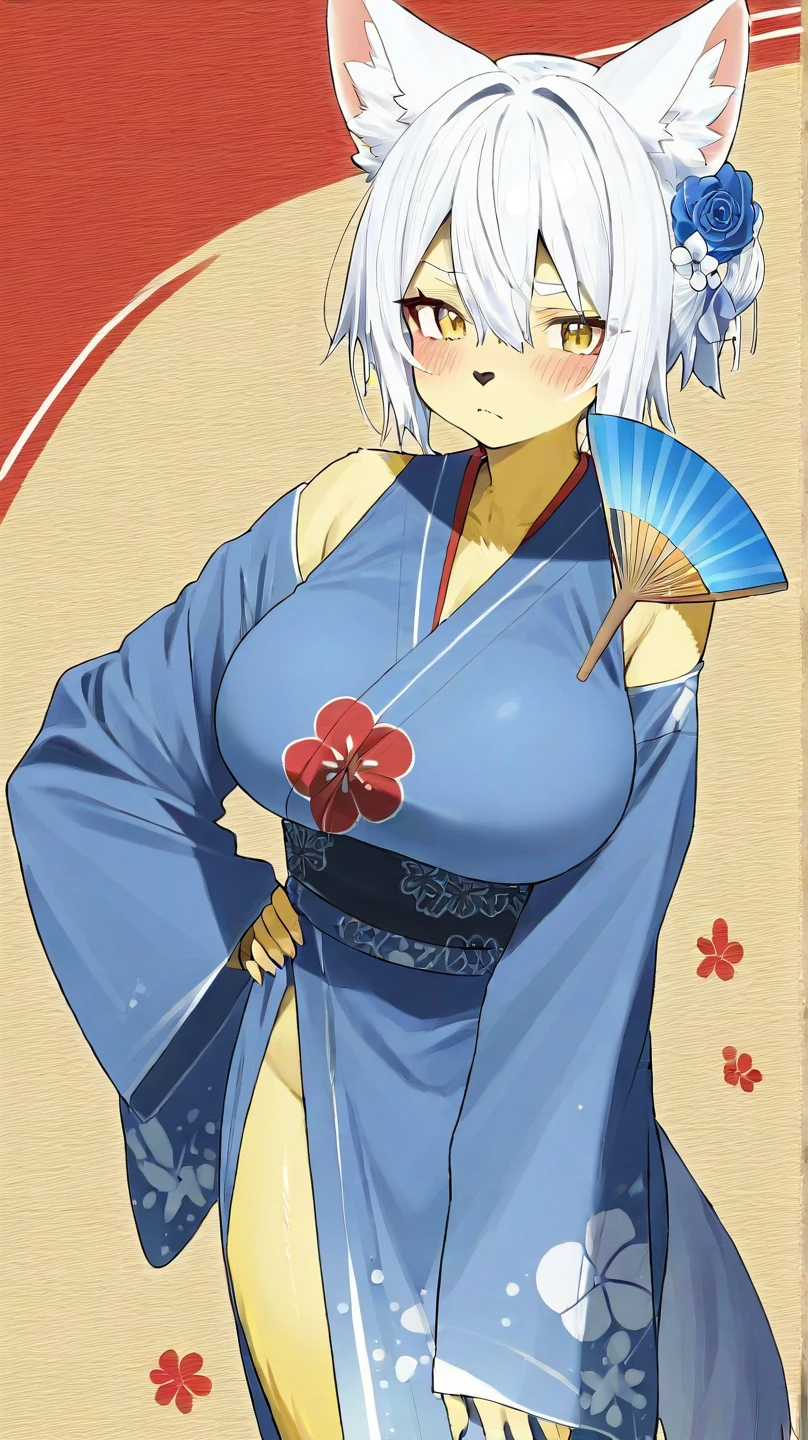 (masterpiece, high quality, 最high quality, High resolution, Detailed CG, Shadows in the movie, Movie Scenes, Beautiful attention to detail, Super Resolution, Depth of written boundary), Looking at the audience, Look down, (Blushing look on the cheeks:1.2), (Smiling expression:1.2), (Erotic expressions:1.0), blue eyes, Silver Hair, Gray Hair, short hair, Five Fingers, Good composition, Curvy, (kimono:1.0), (yukata:1.0), (Short-Skirt kimono:1.2), (Short-Skirt yukata:1.0) (Camel Toe), Thick thighs, thick, Large Breasts, Huge breasts, Wet, Dark Background, Blur the background,dark skin