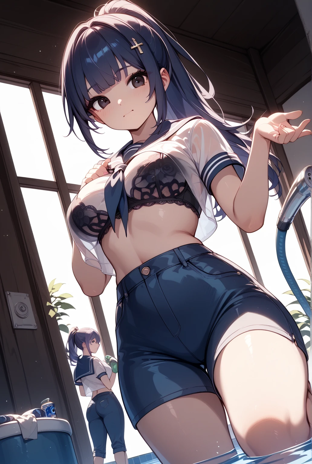 high quality,School Swimsuit,Small breasts,Nipples are erect