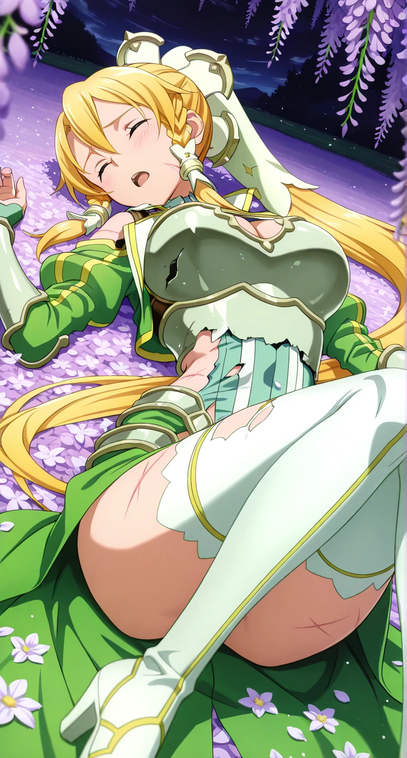 (obra maestra, cg extremadamente detallado, sharp line),hecho iluminado, arte oficial, vistoso, Beautiful Japanese anime style, 1 chica, hecho iluminado, ojos y rostro extremadamente detallados,pupilas agudas, ojos verdes, green eyes, pelo largo, long hair, pelo rubio, cabellos largos dorados,orejas de elfo,cama, bed,medias, stockings,desnudo, naked, breasts, pechos, huge breasts, gigantic brasts, Pussy, pussy, NSFW, +18, hentai, facial, oral, cum, semen, cum in mouth, semen en la boca, cum in face, semen en la cara, bukkake