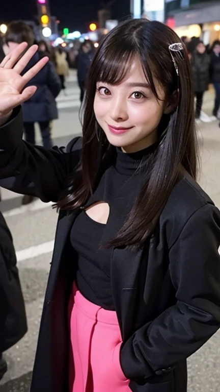 wide shot,1girl,<lora:koreanDollLikeness_v10:0.2>, <lora:taiwanDollLikeness_v10:0.2>,<lora:skirtliftTheAstonishing_skirtliftv1:1>,skirt lift,((black face mask)),((shaved pussy)),extremely detailed eyes,beautiful detailed eyes,(big prefect eyes),((puffy eyes)),long eyelashes,lower lash line,(aegyo sal),(red korean eye makeup),beige sweater,((crowd Shibuya outdoors center))