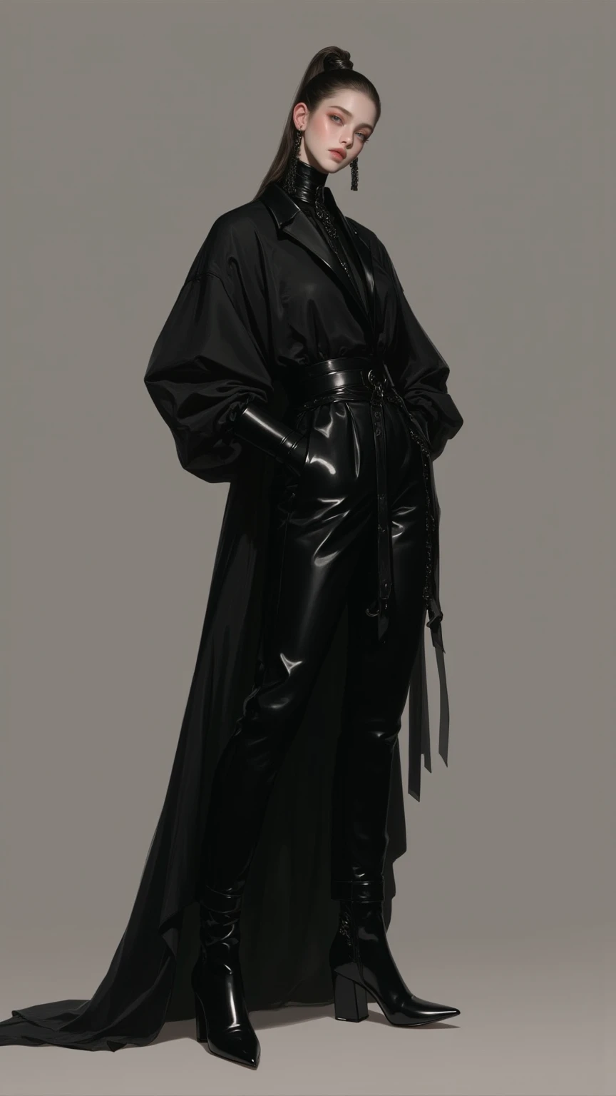 arafed image of a woman in a black outfit and a black cape, style of raymond swanland, by Yang J, style ivan talavera and artgerm, by Shen Zhou, style of donato giancola, fully clothed. painting of sexy, cushart krenz key art feminine, trendin on artstation, style artgerm