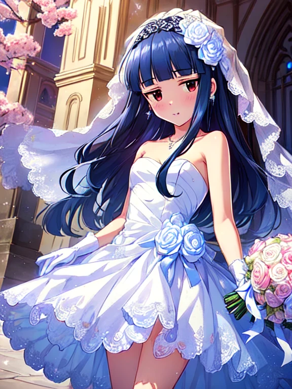 (((pixel perfect, detail perfect))), alone, 1 girl, Umi Sonoda, , looking at the viewer, smile,Wedding dress,veil,bouquet,church,chapel,(masterpiece:1.2), highest quality, High resolution, unity 8k wallpaper, (figure:0.8), (beautiful and fine eyes:1.6), highly detailed face, perfect lighting, Very detailed CG, (perfect hands, perfect anatomy),