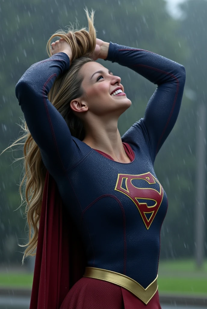 (( High quality full body  photograph  of Scarlett Johanssonn Standing in a massive water pool )) [she is on the middle of the photograph] (( long straight hair, smiling, (wearing a black silver color supergirl printed lose blue big t shirt) )) (wide atmosphere, slightly dark, crystal clear water, ultra detailed environment) ((insanely detailed skin texture, sexy attractive skin, wrinkles ,pores,lines)) (various sexy poses, different angles)  [extremely detailed features] (depth of field) (intricate detail, detailed textures) ( perfect body parts, natural lights,dreamlike  lighting , 85mm, 100mm lens, f/1.8)