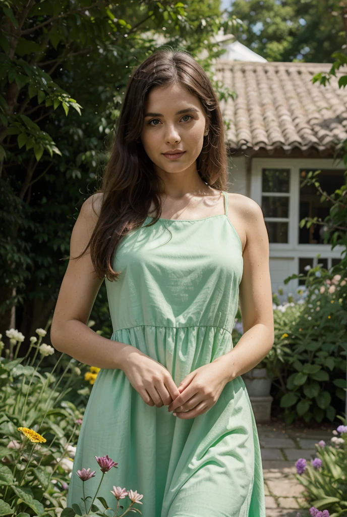 vestido reciclado hecho de tapitas de lata y pajillas color verde