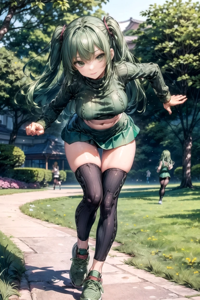 (((three-quarter view:1.9))),(((From below:1.3))),(((Beautiful girl with her hands on the ground behind her、Spread your legs wide and thrust your hips forward、The pee from her pussy is sticking out in a straight line towards the front of her.:3.0))),(in a vulgar pose),(((In a sunny park、Being watched by a large group of men:1.8))),Best Quality, Bright colors, High-definition illustrations,extremely delicate CG,hightquality,masuter piece,dent in the skin,Realistic damp skin,(Mass sweat),Innocent little face,beautiful large blue eyes,(((green side short hair:1.5))),(((There is one large yellow bow tie shaped ribbon behind the head:1.5))),(Mouth open and tongue sticking out),(she wears a navy blue bow tie around her neck),(((black leather long gloves:1.1),(((Tapuntapun's overflowing and rich big breasts:1.5))), (((very large pink areolas,:1.4))),((She is wearing a transparent white sleeveless shirt 2.0)), large curved hips,Plump thick thighs, perfect leg,(((black leather bloomers and purple pantyhose:2.0))),(((short yellow skirt:1.9))),(Red high heels:1.1)