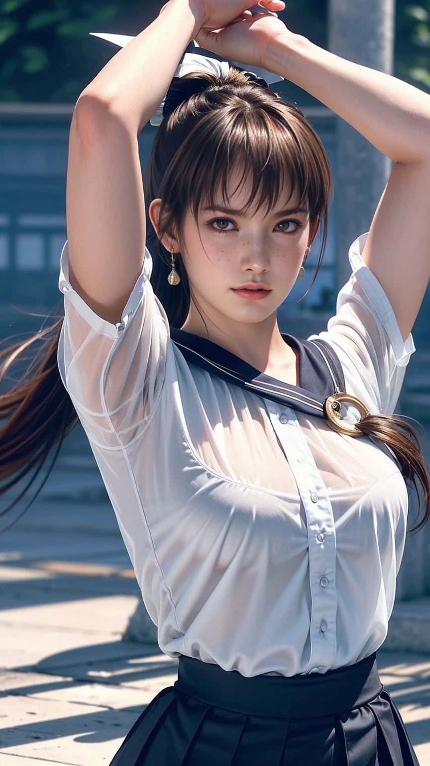Trip (Only slim shoulder straps, Ultra-low-cut top)( Very close view ) Face view , clothes see-through (((Outdoor paradise))), ((Petals flying in the air )),Light smile,,camel-toe,(Crystal colorful lights),,Soft clouds,((|Cover with a scarf)), ((Cute clothes that are short and wide|no underwares|Slightly perspective ) ((greek architecture,Bohemian architecture,Hindu temples,Thai snacks,Thai style)) starrysky,Beautiful
((Masterpiece)),(realisticlying:1.2),best qualtiy,high high quality,absurderes,rich colourful,stunning art,best qualtiy, ultra - detailed,beautifuldetails, reflective hair,Good lighting, Ray traching, depth of fields,ultra - detailed,illustratio,astounding,finedetail,The is very detailed, ((ultra - detailed)), (Beautiful Meticulous Girl), Beautiful detail glow, Complicated details, A high resolution, Extremely refined and beautiful,beatiful detailed eyes, hdr, Round eyes, detailedfacialfeatures,(Round pupils:1.4) (illustratio),(美丽细致的眼睛)(Very very detailed face)), depth of fields,(alluring face)((ssmile:1.3)), Smiling lips, (looking at viewert:1.1) closeup cleavage, wide wide shot, Side Body, photore, lewd poses , Moody light, Sistine Phil Beldev, Smile,(((Masterpiece,Best quality,A high resolution)))),Extremely detailed 8K,Beautiful girl with busty body,(hyper HD,ultra - detailed,High detail,high realistic,Ultra-realistic,Photo realism),(1girll:1.5),(realistic dark hair),Short curly hair,Bob cuts hair,(Dynamic posture),Face the camera,A shallow smile,Open lips,Light blue eyes,Average chest,
(Beautiful and detailed face,Beautiful and delicate eyes),Sunlight),(Beautiful buttocks 0.5),Color backlight
split, Cover only your chest with your hands,hips bare,earring,Pink sexy yarn,((Striped underwear、Black openwork underwear、Transparent embroidered tulle underwear set,Gold bracelets,Pink lace gloves))Lace pantyhose、Lace gloves、Wedding headscarf、pearls necklace,(toppless)(Very small panties),Moles under eyes, ((Gray-blue hair)),Crystal glowing necklace