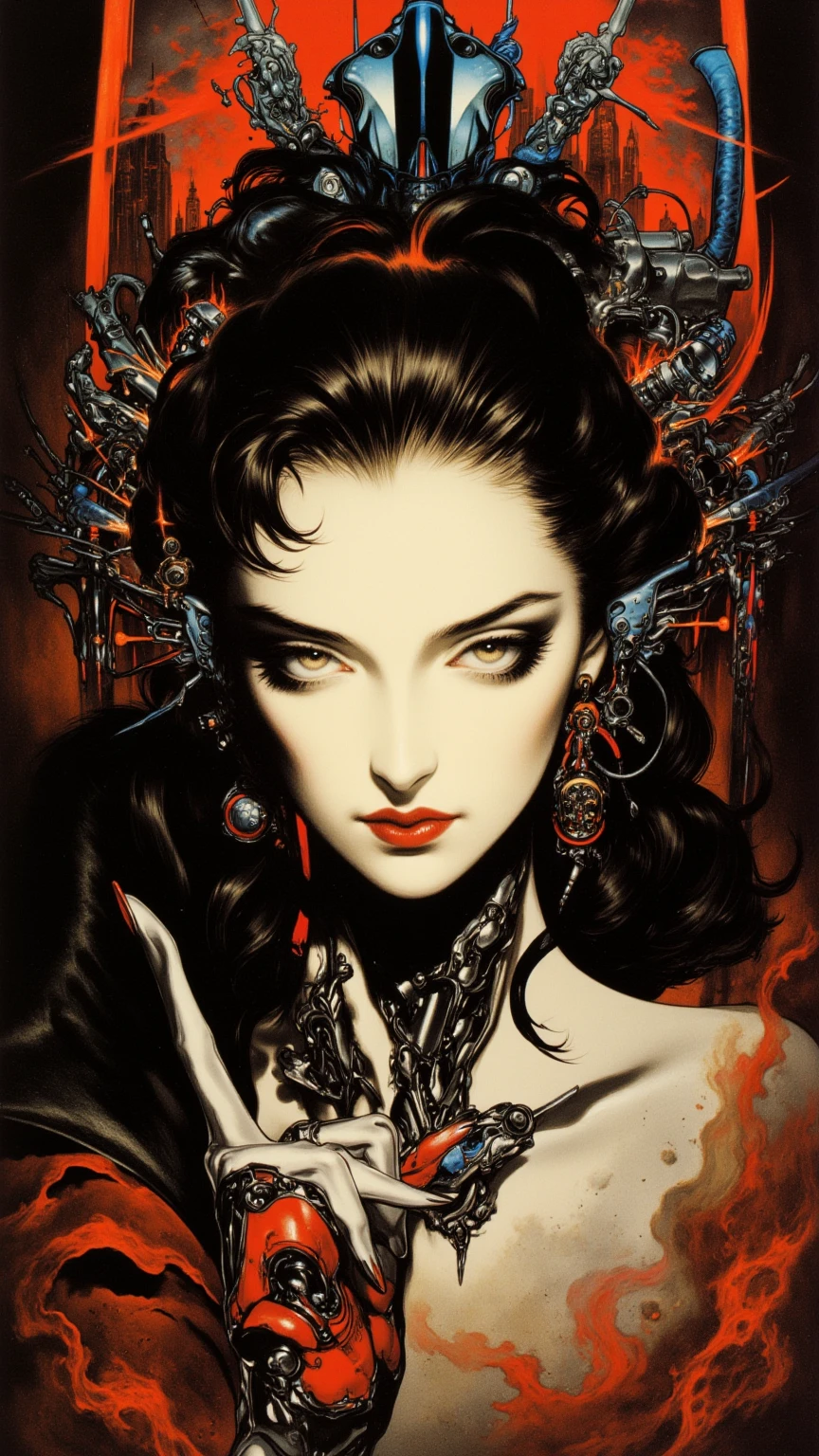 (Masterpiece, Best Quality), 8k Wallpaper, highly detailed, poster, bride of frankenstein, collage, vintage horror, 1940s, sexy female horror thriller cinematic movie poster, Bauhaus, shapes, lines, abstract, propaganda, gothic, movie poster, vintage, sexy, erotic, Victorian era.