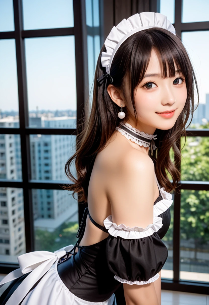 (Best Quality), (Masterpiece: 1.3) (Cute Korean Idol Little Devil Fashion), (((Very Large Bust: 1.8)), Chubby Figure, Cute, Bitten, Armpit Hair, Chanyota, (((Plump Body: 1.3)), Embarrassing Expression, Ahe Face, Bun Girly Roll, Selfish Body, Open Legs, Open Legs, Hide the crotch with your hands, Put a big double-headed vibrator on the crotch, Leather bustier with ruffles, puff sleeves, fishnet garter stockings, satin gloves, leather mini skirt, debut, background SSR card design, prism, glitter