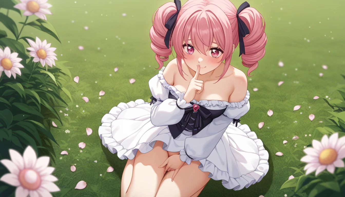 Kaname_Madoka\(Magical Girl Magi Madokesu,((nsfw)),Magic_Girls Costumes,Pink short twin tails,Ruffled open shoulder dress,Ribbon at the back of the neck,White Gloves,A red gemstone in the middle of the collarbone\) Standing with a lost and confused look on his face, Give the viewer a full view ,quality\(8K,非常に精細なCGユニットのwallpaper, masterpiece,High resolution,top-quality,top-quality real texture skin,Surreal,Increase the resolution,RAW Photos,最高quality,Very detailed,wallpaper,Cinema Lighting,Ray-tracing,Golden Ratio\),(Long Shot),Wide Shot,landscape,Blurred Background,(Art by Maurits Escher:1.3),Better Hands,(((white panties))), ((cameltoe)), (anus),((covered erectile nipples)),