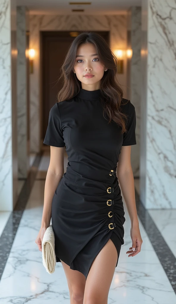 "Stylish and elegant girl wearing fashionable attire."