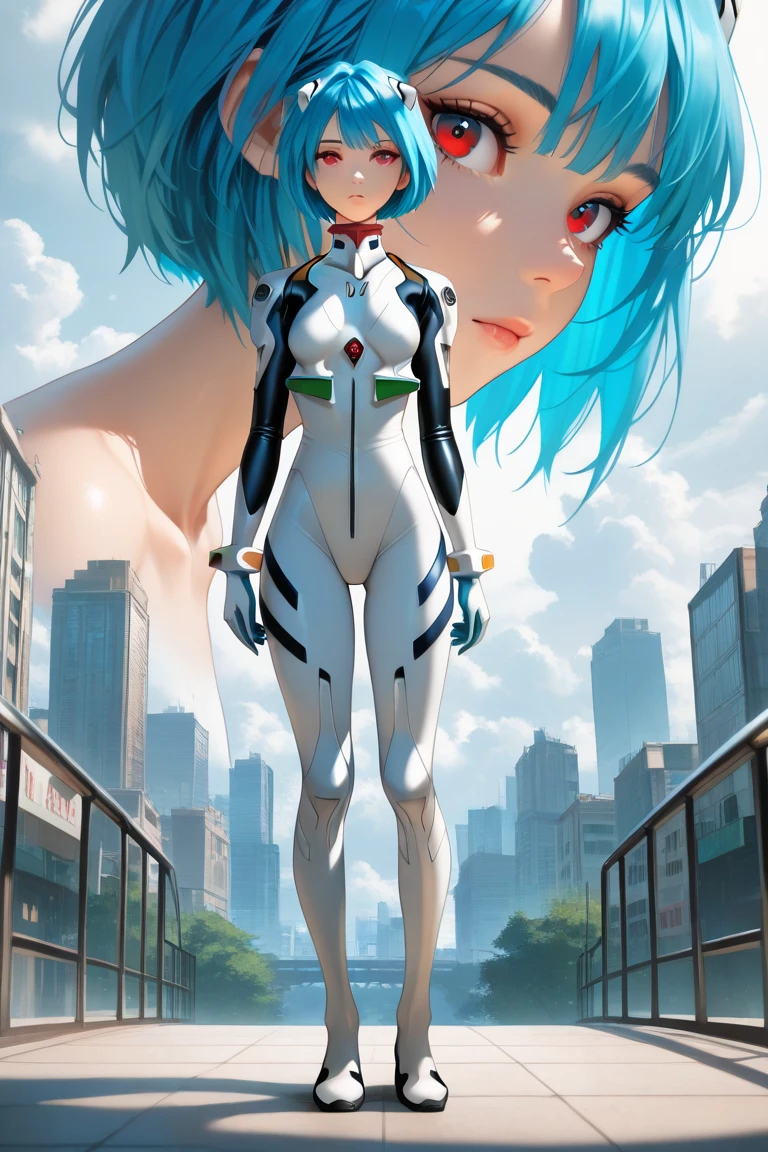 初音ミクはPlug Suitを着ている, High heels, Plug Suit((Neon Genesis EVANGELION)), Plug Suitの色は黒と水色, The background is ruins, Noise Reduction, Tabletop、Exquisite design、Visual Arts、Concept Artist、Five Fingers, Perfect body, {{{masterpiece}}}, {{{Highest quality}}}, {{Very detailed}}, {shape}, {{Very delicate and beautiful}},Improved cost performance、All Roles、Canon 5D MK4でphotograph、photograph, 8K Anime Illustration