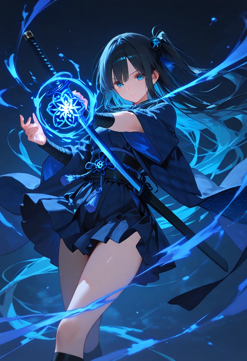 Chica de cabello corto pelinegra ojos de diferentes co lores uno derecho color azul y el izquierdo dolor mo rado, mirada seria, capa akatsuki (mundo de Narut o) ninja regenerado una eleven tiara en su cabeza, u na banda ninja de la aldea de la lluvia en el cuello, c uerpo entrenado piel blanca