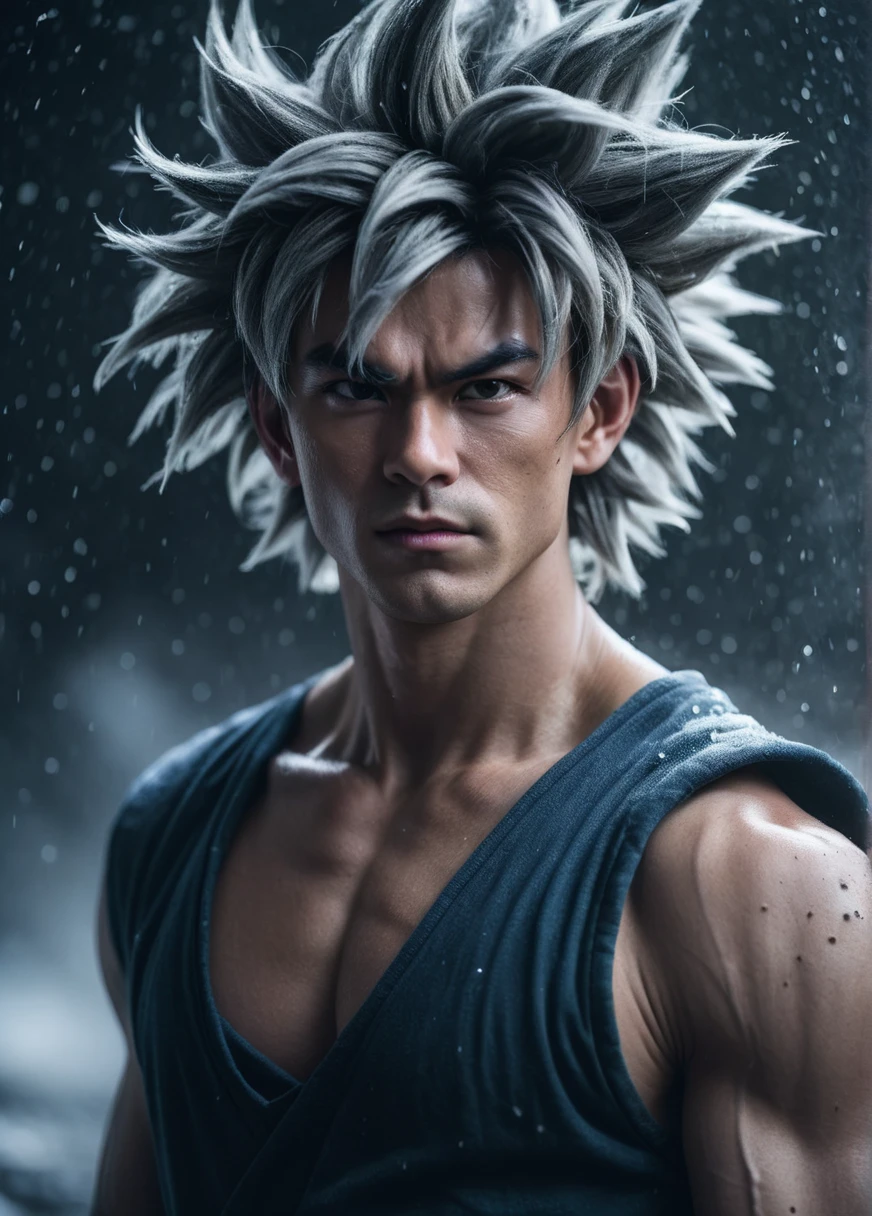 cinematic photo 1boy, aura, male focus, night, black hair, outdoors, ultra instinct, torn clothes, son goku, topless male, looking at viewer, muscular male, abs, spiked hair, closed mouth, pectorals, scar on face, sky, pants, nipples, veins, highly detailed, cinematic, stunning, romantic, elegant, creative, pretty
<lora:UltraInstinct-000007:.75>, , <lora:FILM_PHOTOGRAPHY_STYLE:0.25> . 35mm photograph, film, bokeh, professional, 4k, highly detailed